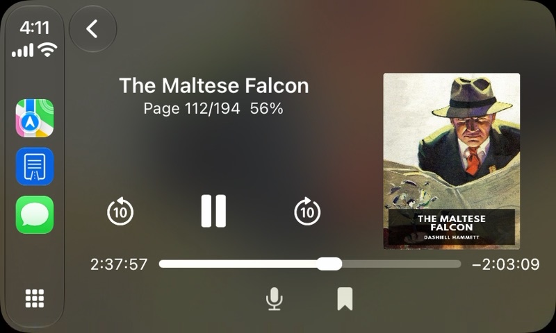 RoadNote playback controls in the CarPlay dashboard